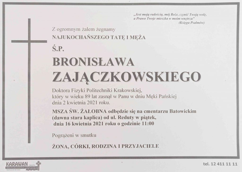 Nekrolog - Bronisław Zajączkowski