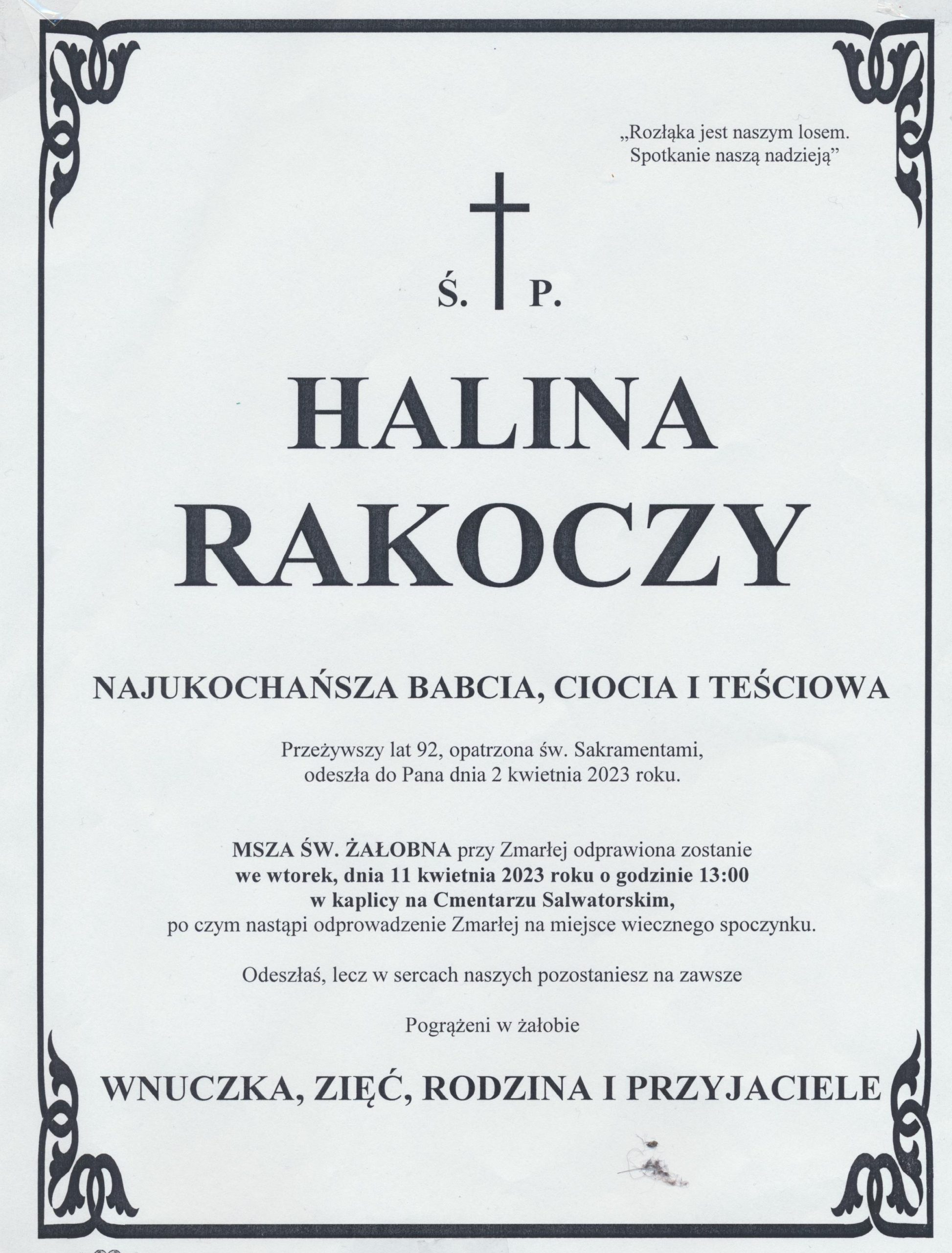 nekrolog Rakoczy